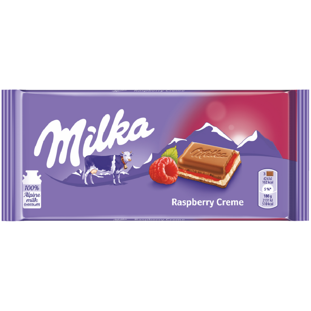Milka Raspberry Creme Chocolate Bar - 3.5oz (100g)