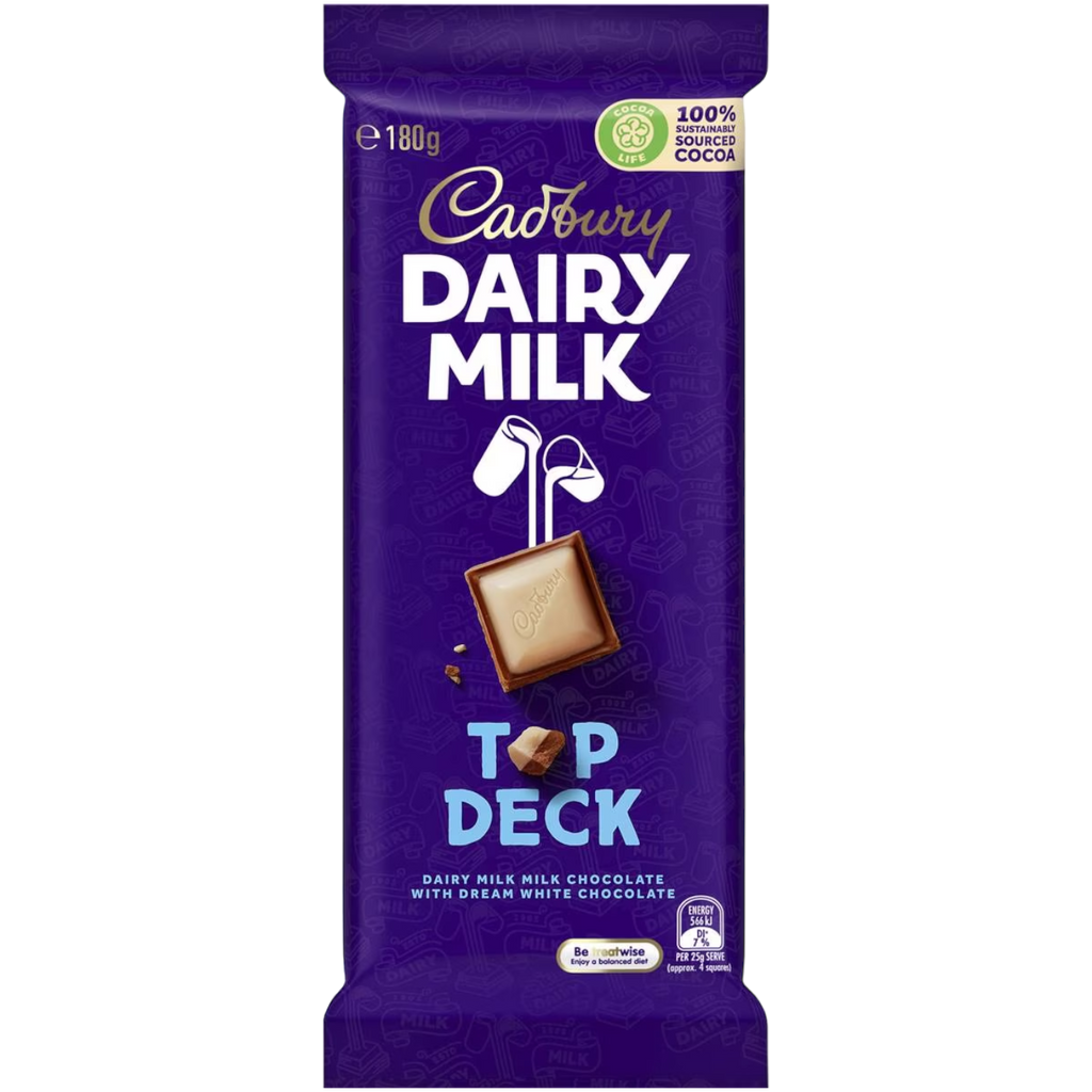 Cadbury Dairy Milk Top Deck Chocolate Block (Australia) - 6.3oz (180g) BB 27/05/24