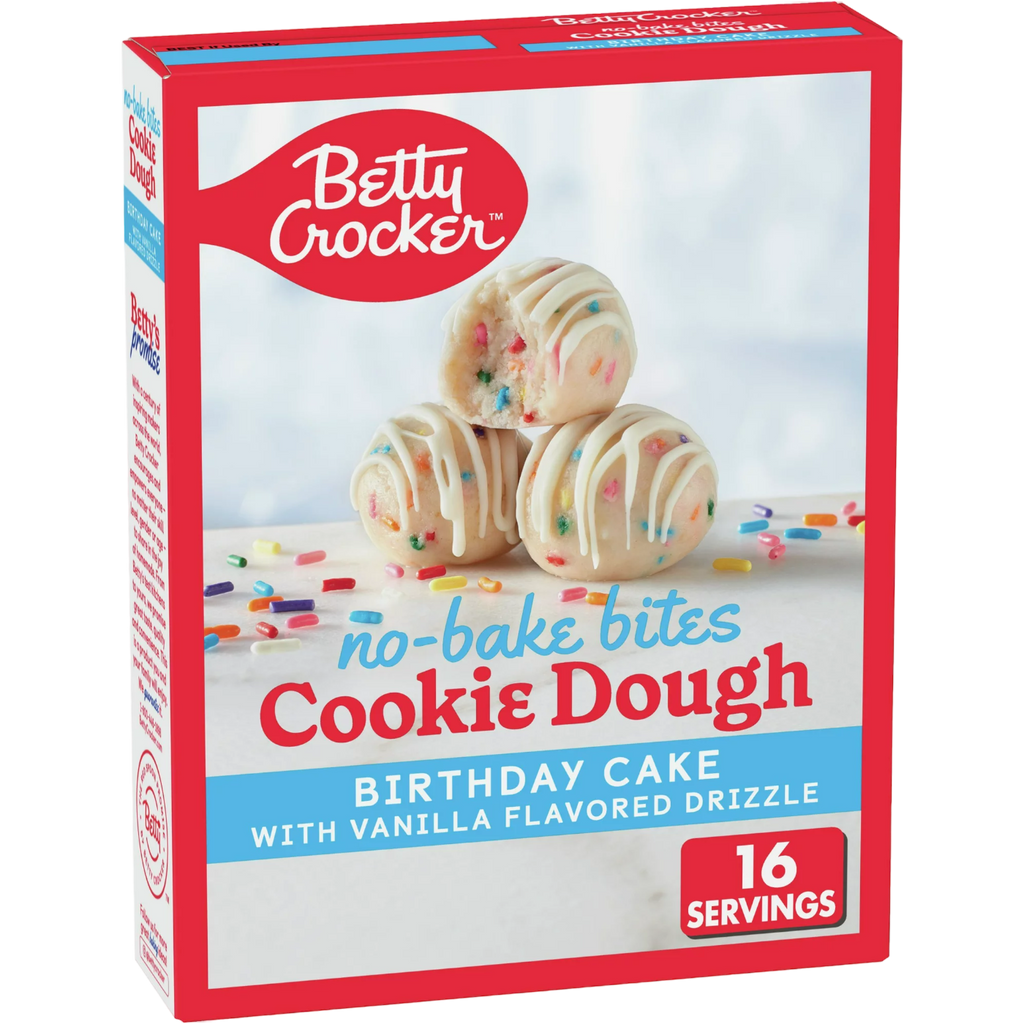 Betty Crocker No-Bake Cookie Dough Bites Birthday Cake With Vanilla Flavoured Drizzle - 12.2oz (345g)