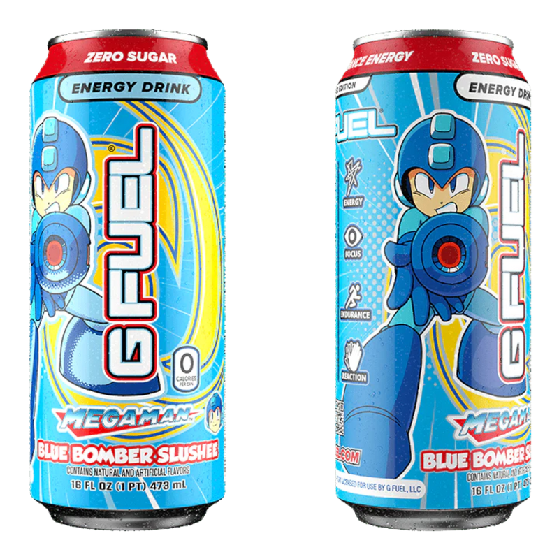 G FUEL - Mega Man Blue Bomber Slushee (Vanilla Blue Raspberry Flavour) Zero Sugar Energy Drink - 16fl.oz (473ml)