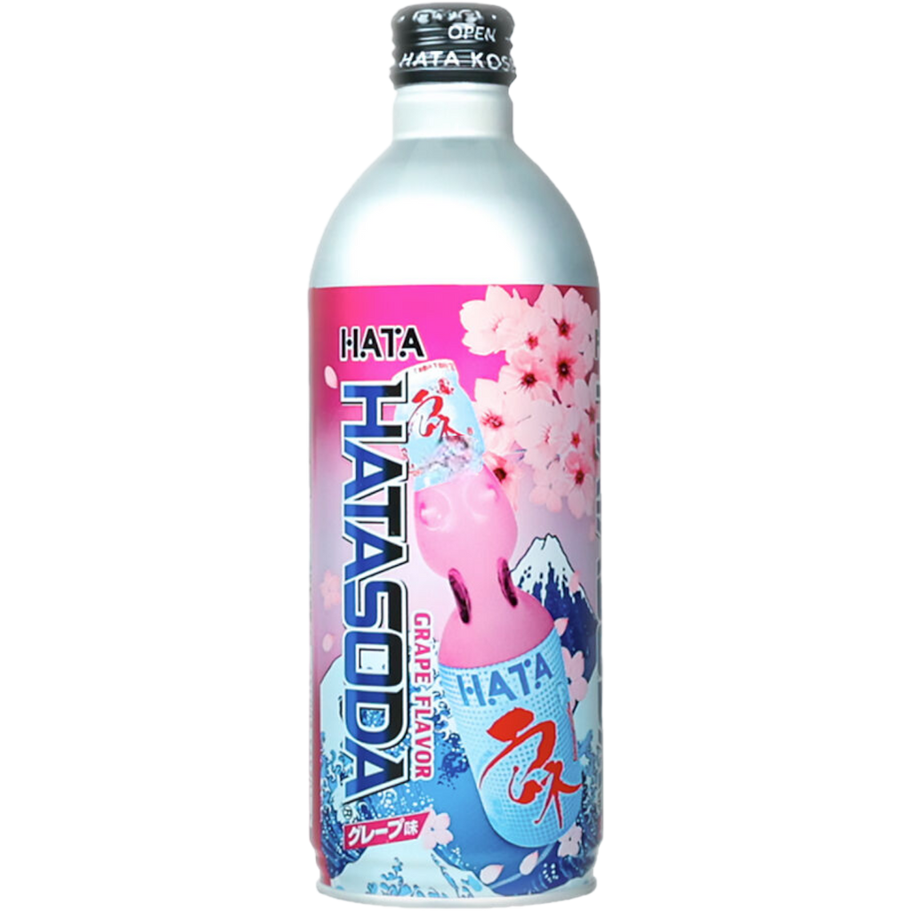 Hatakosen Hata Soda Ramune Grape Flavour (Metal Bottle) - 16.9fl.oz (500ml)