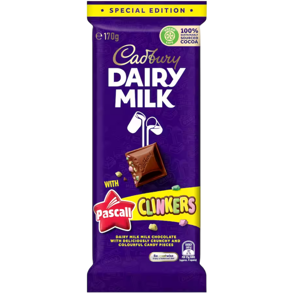 Cadbury Dairy Milk with Pascall Clinkers Chocolate Block (Australia) - 6oz (170g)