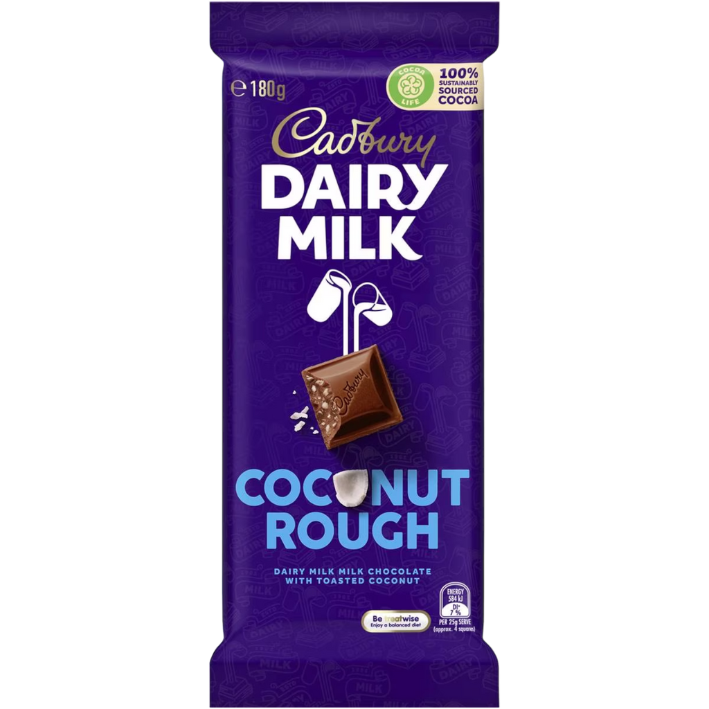 Cadbury Dairy Milk Coconut Rough Chocolate Block (Australia) - 6.3oz (180g)