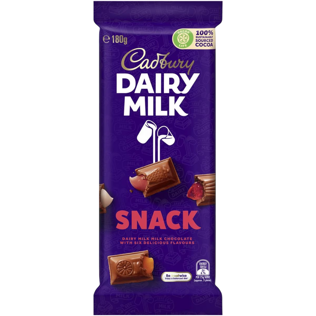 Cadbury Dairy Milk Snack Chocolate Block (Australia) - 6.3oz (180g)