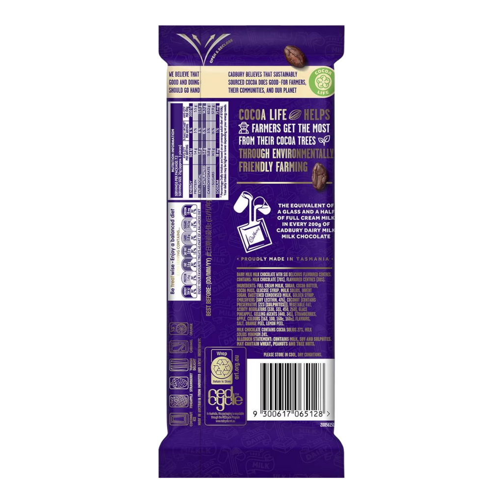 Cadbury Dairy Milk Snack Chocolate Block (Australia) - 6.3oz (180g)