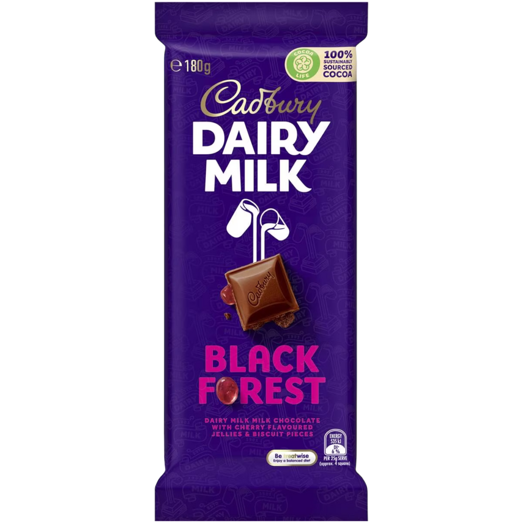 Cadbury Dairy Milk Black Forest Chocolate Block (Australia) - 6.3oz (180g)
