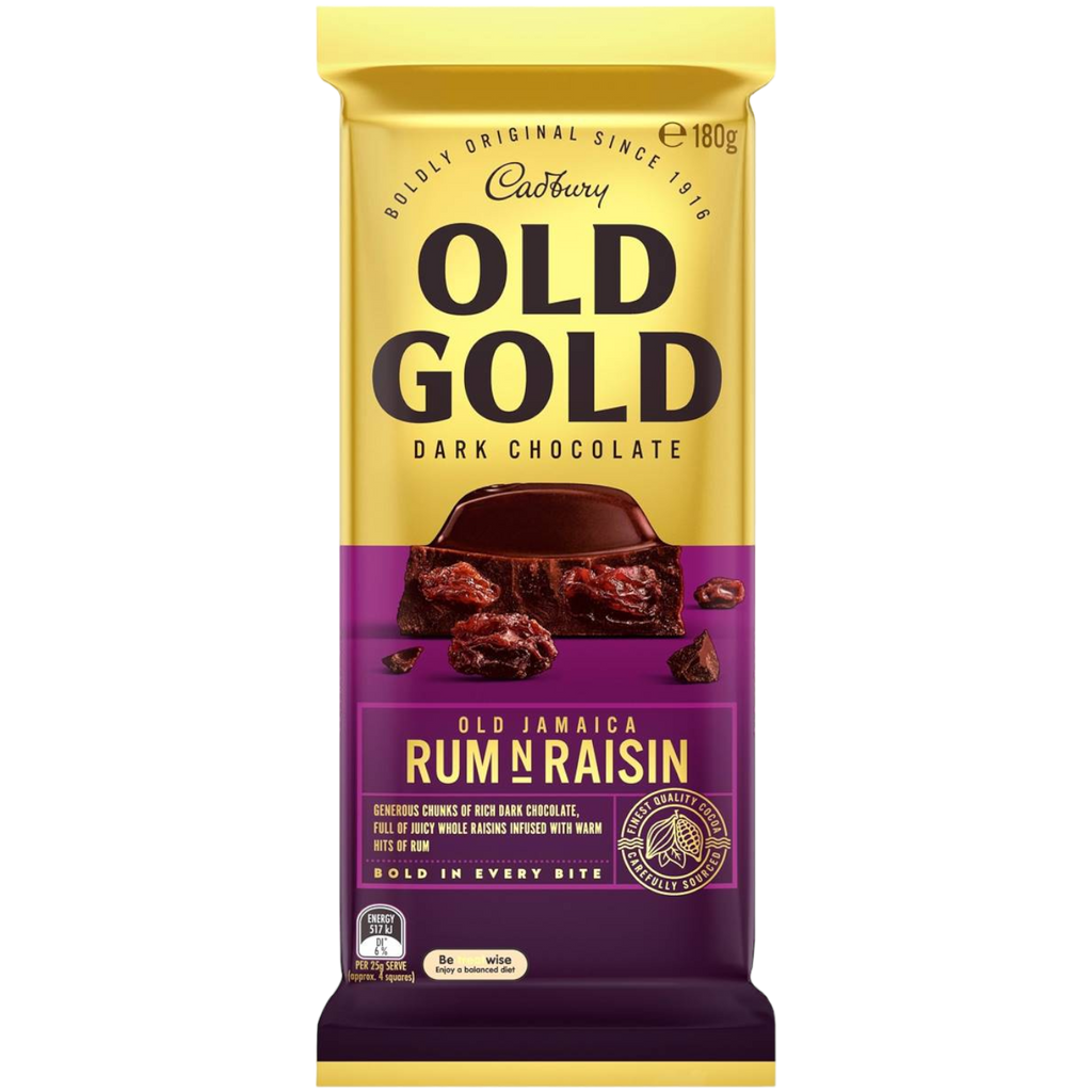 Cadbury Old Gold Old Jamaica Rum & Raisin Chocolate Block (Australia) - 6.3oz (180g)