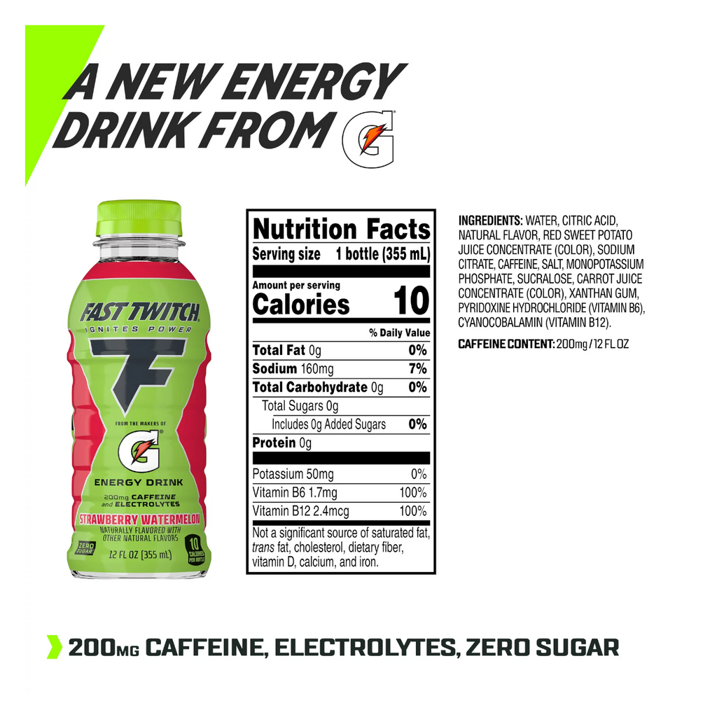 Gatorade Fast Twitch Strawberry Watermelon Non-Carbonated Energy Drink - 12fl.oz (355ml)