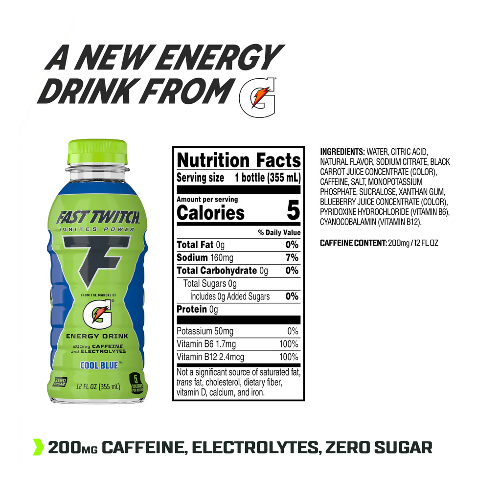 Gatorade Fast Twitch Cool Blue Non-Carbonated Energy Drink - 12fl.oz (355ml)
