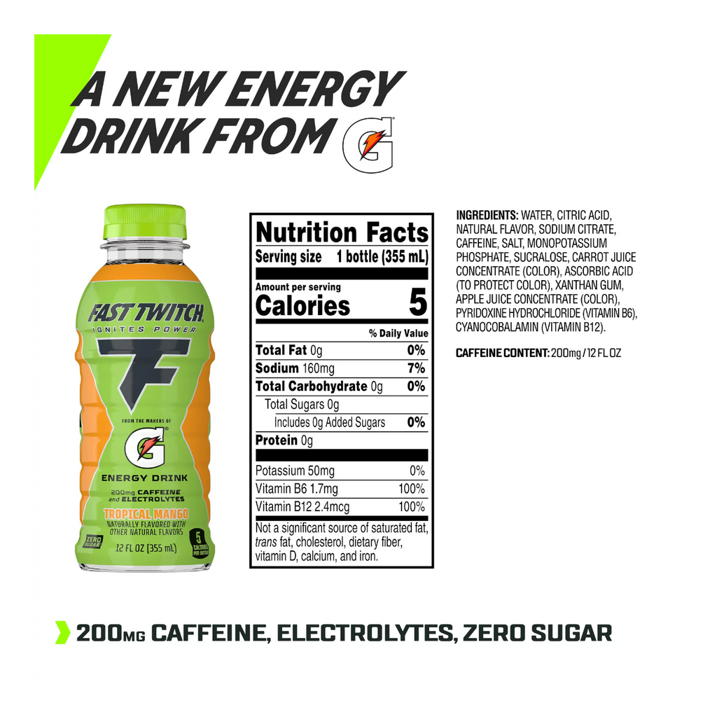 Gatorade Fast Twitch Tropical Mango Non-Carbonated Energy Drink - 12fl.oz (355ml)