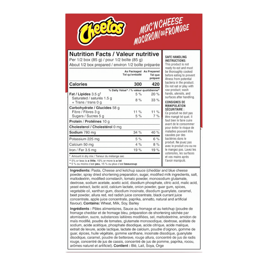 Cheetos Cheesy Ketchup Flavour Mac ‘n Cheese Box (Canada) - 6oz (170g) BB 12/10/2023