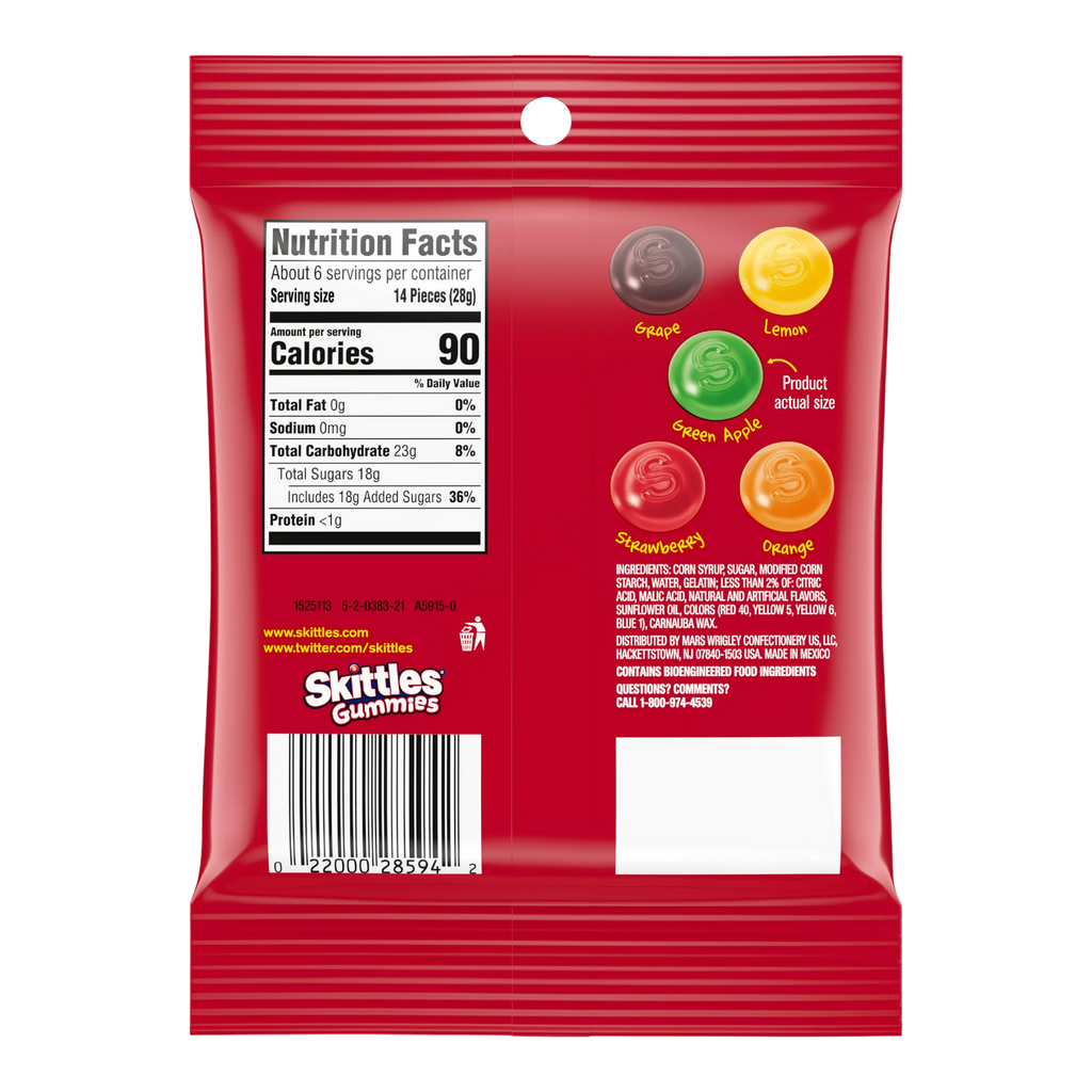 Skittles Gummies Original Peg Bag - 5.8oz (164.4g)