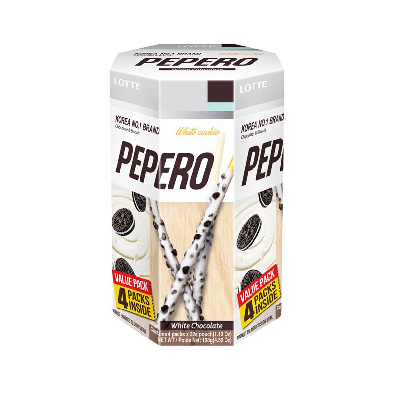Pepero Stick Biscuit With Cookie & White Chocolate - 128g