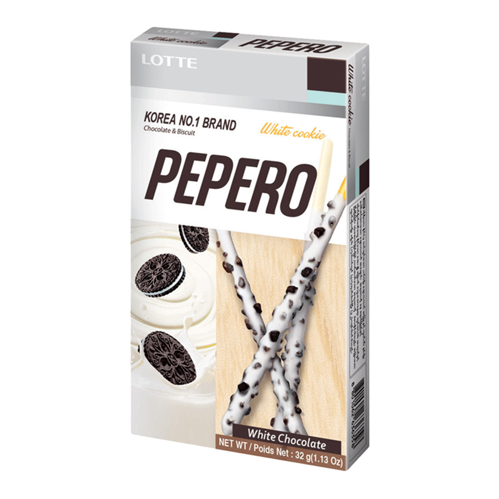 Pepero Stick Biscuit With Cookie & White Chocolate - 32g