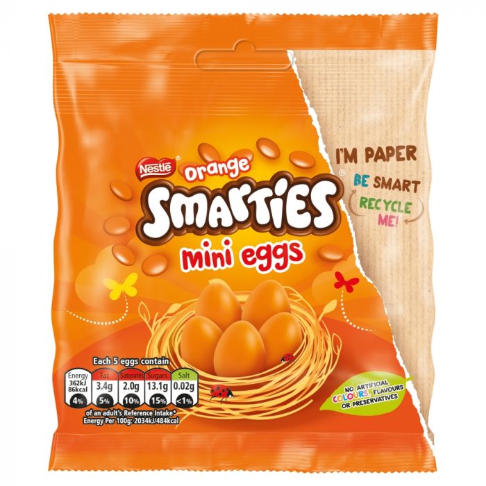 Smarties Orange Milk Chocolate Mini Eggs Pouch 80g
