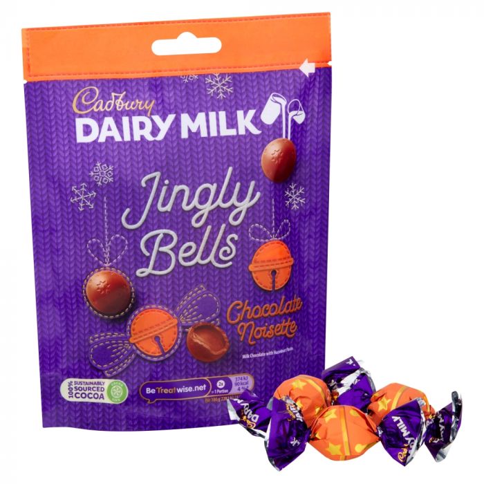 Cadbury Dairy Milk Jingly Bells Chocolate Noisette Bag 73g