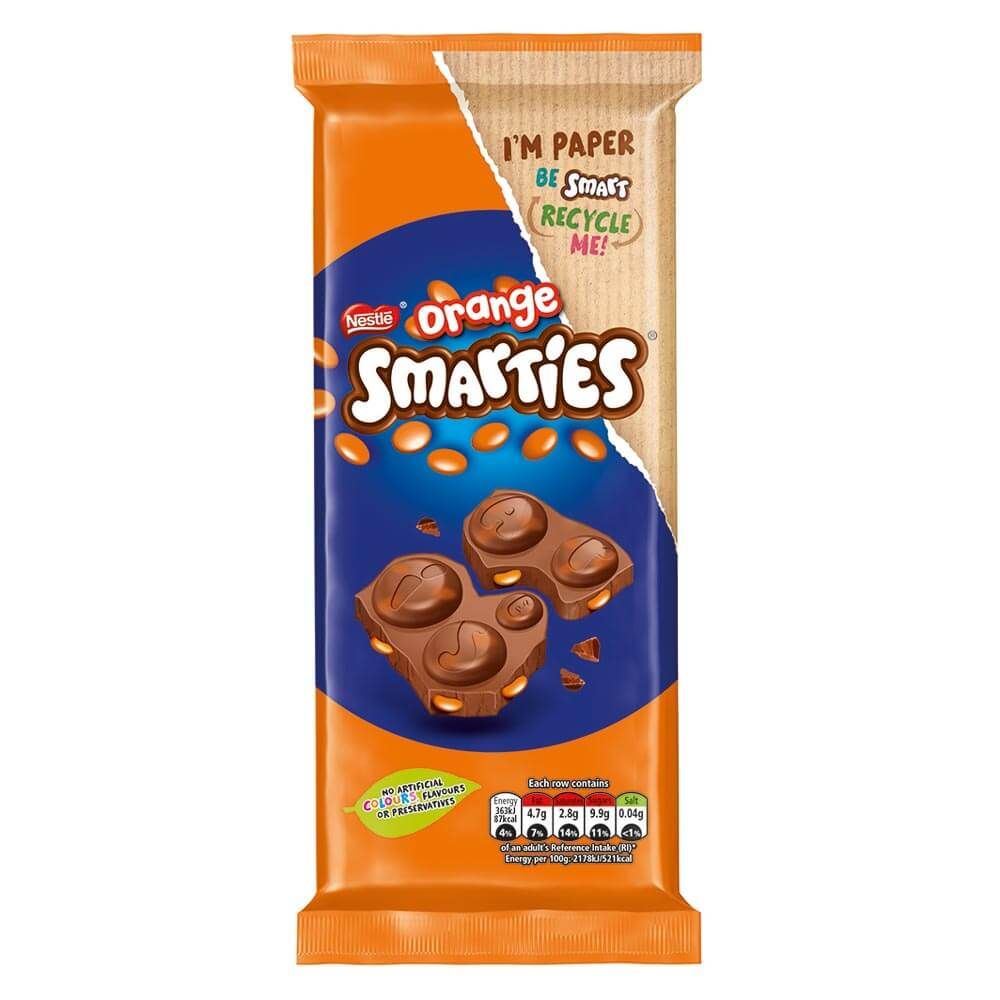 Smarties Orange Milk Chocolate Sharing Block 3.1oz (90g)