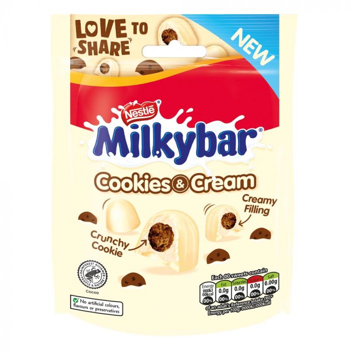 Milkybar Cookies & Cream White Chocolate Bites Sharing Pouch 90g