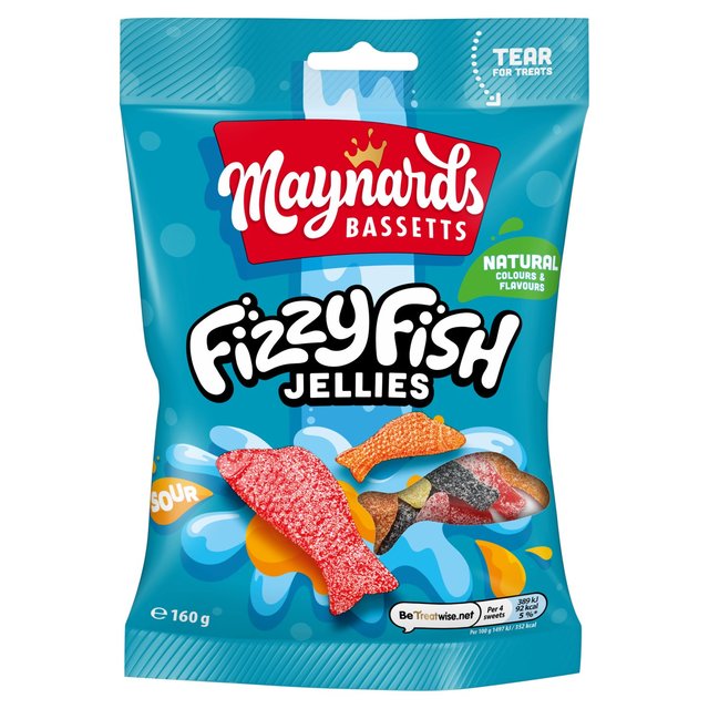 Maynards Bassetts Soft Jellies Fizzy Fish Sweets Bag 160g