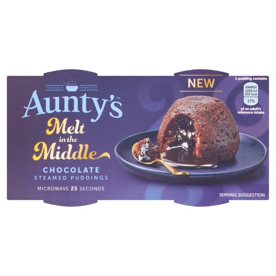 Aunty's Chocolate Melt In The Middle Steamed Puddings 2X100g