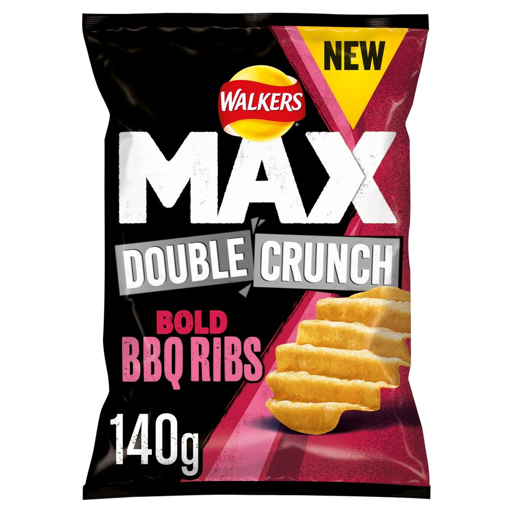 Walkers Max Double Crunch Bold BBQ Ribs Sharing Crisps 150g