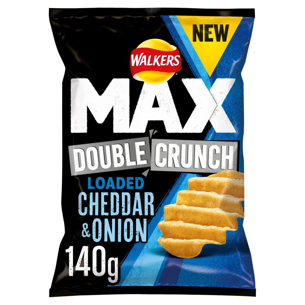 Walkers Max Double Crunch Loaded Cheddar & Onion Sharing Crisps 150g