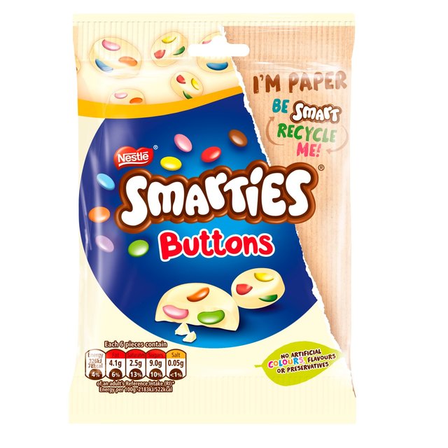 Smarties Buttons White Chocolate Sharing Pouch 85g