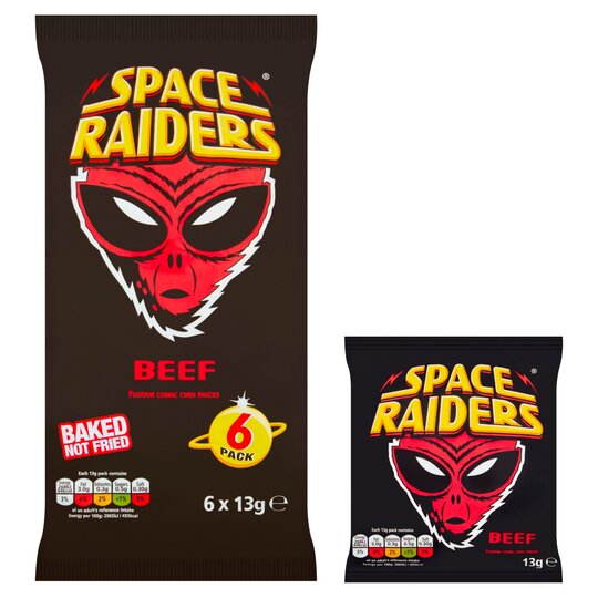 Space Raiders Beef Flavoured Crisps 6X13g