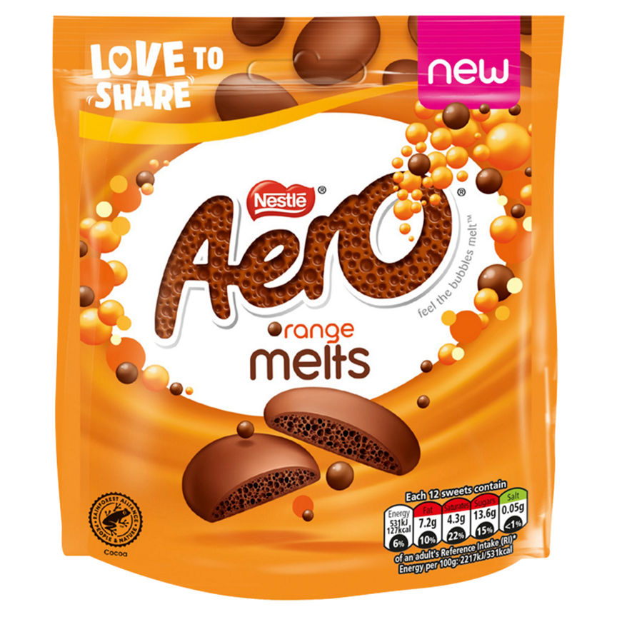 Aero Melts Orange Milk Chocolate Bag 86g