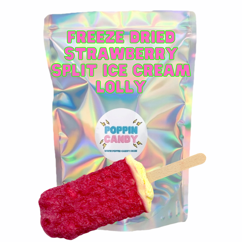 Freeze Dried Strawberry Split Vanilla Ice Cream Lolly