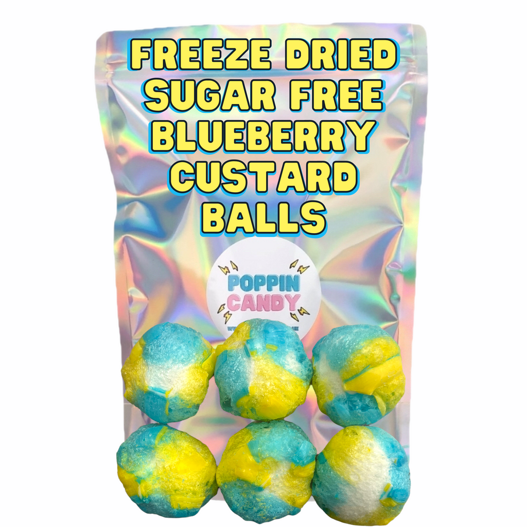 SUGAR FREE Freeze Dried Blueberry & Custard Fizz Balls