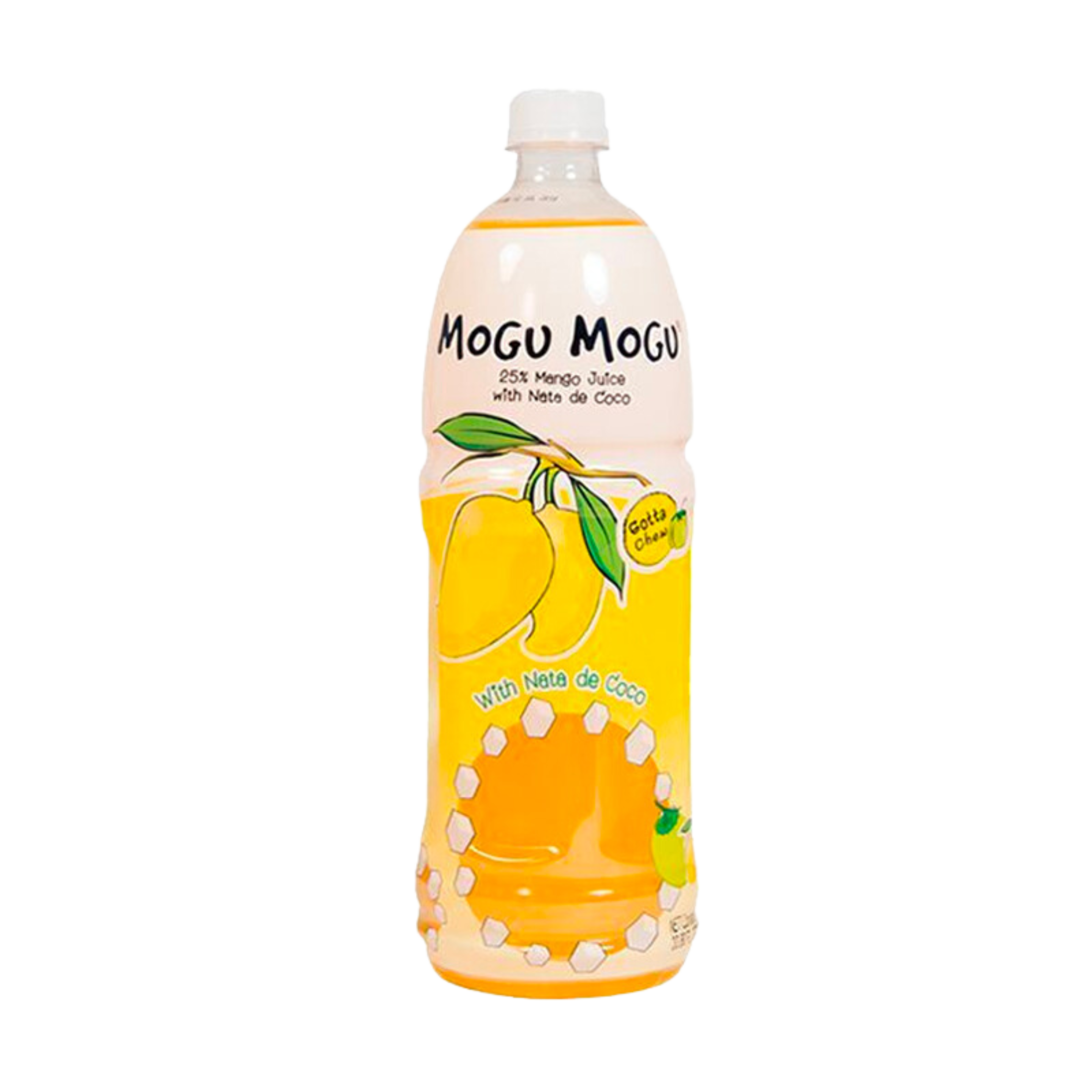 Mogu Mogu Mango Flavoured Drink with Nata de Coco - 1L Big Bottle