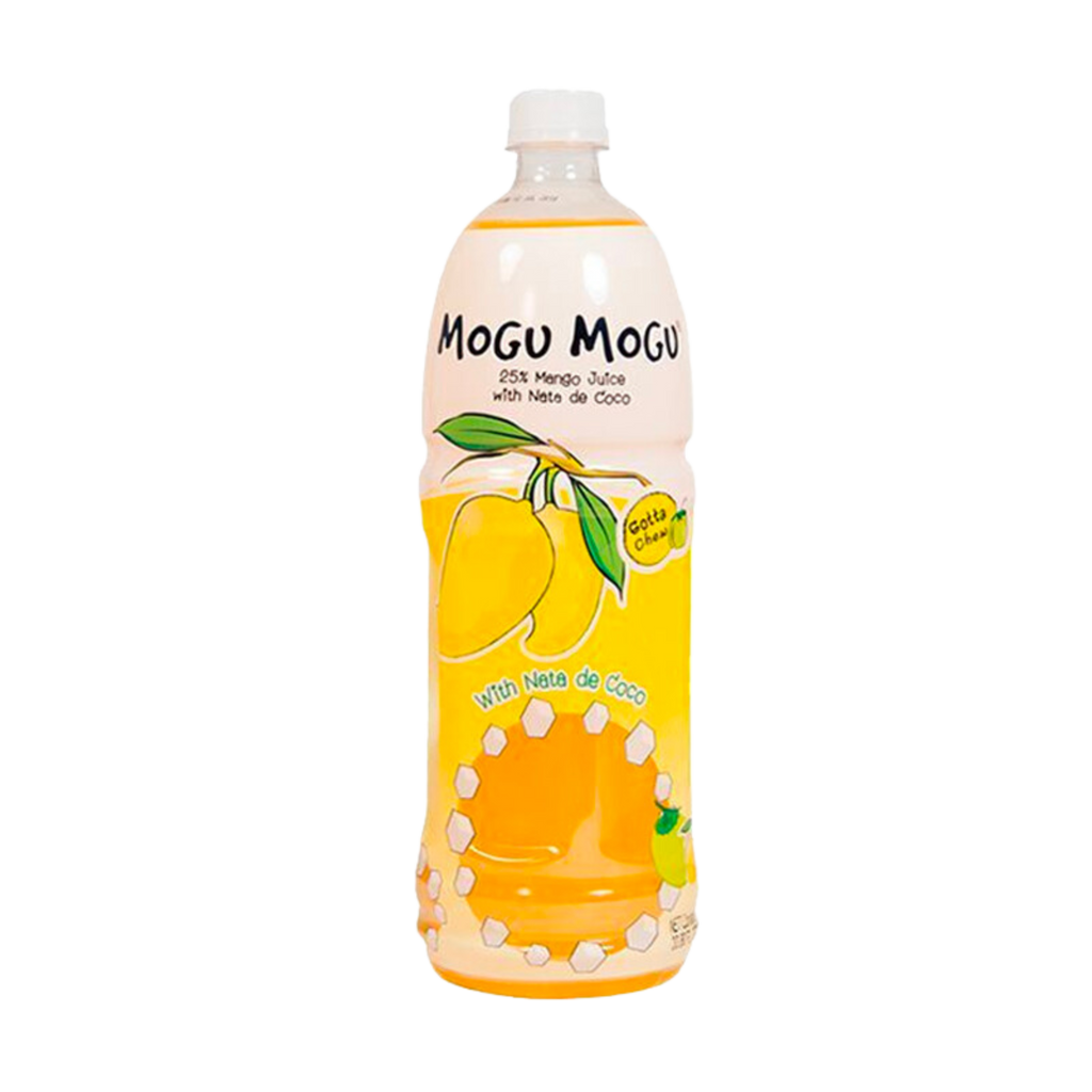 Mogu Mogu Mango Flavoured Drink with Nata de Coco - 1L Big Bottle