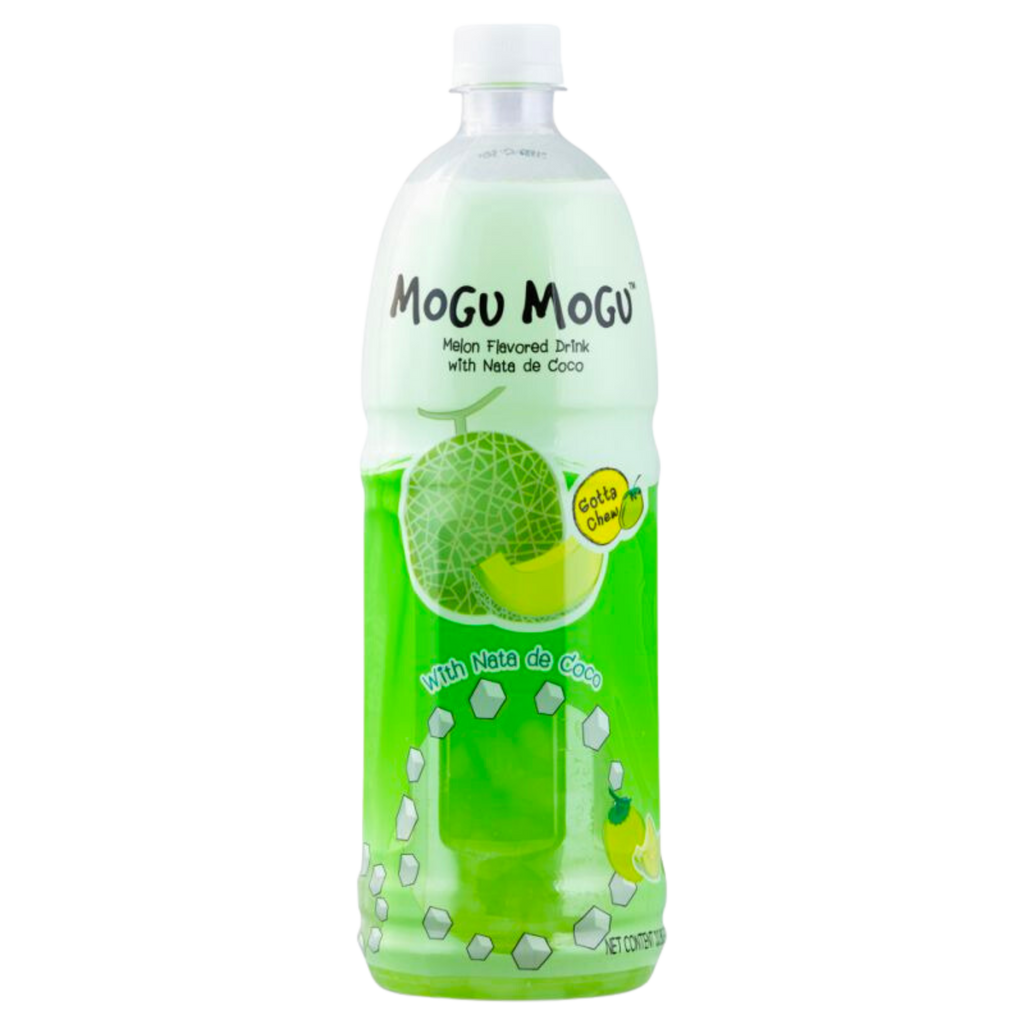 Mogu Mogu Melon Flavoured Drink with Nata de Coco - 1L Big Bottle