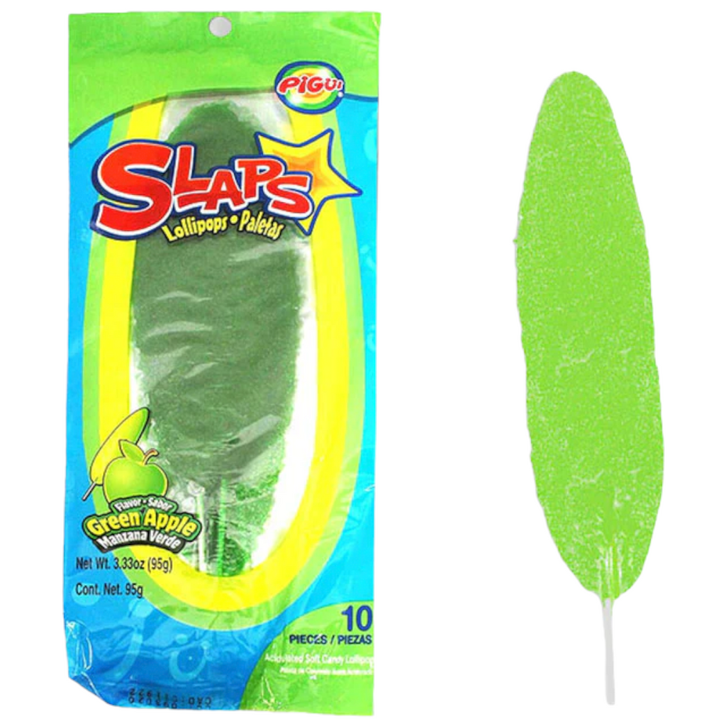 Mexican Slaps Lollipops Green Apple - 10 Pack (95g)