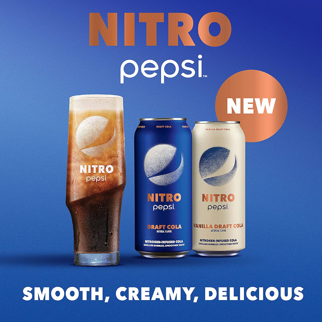 Nitro Pepsi Nitrogen-Infused Draft Cola - 13.65fl.oz (404ml) BB 29 JAN 23