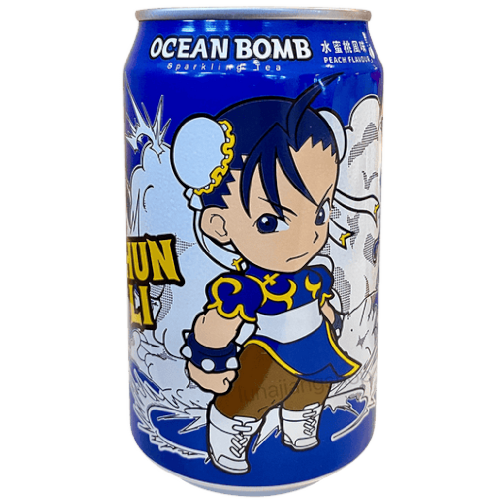 Ocean Bomb Street Fighter Peach Flavour Sparkling Tea (Chun Li) - 330ml
