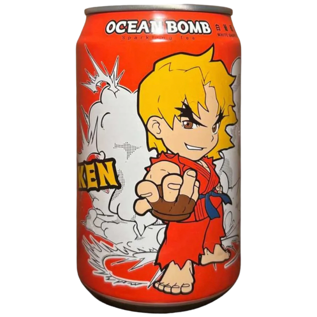 Ocean Bomb Street Fighter White Grape Flavour Sparkling Tea (Ken) - 330ml