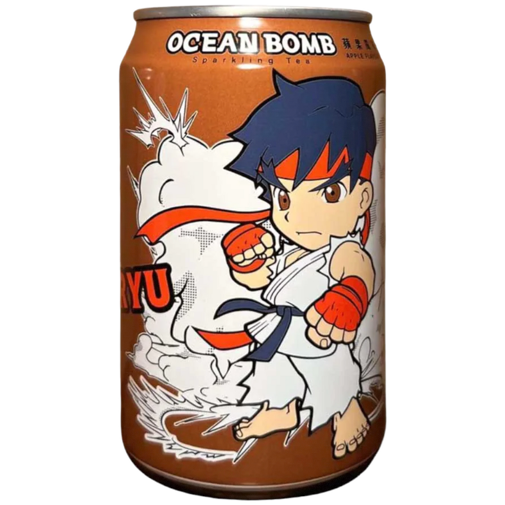 Ocean Bomb Street Fighter Apple Flavour Sparkling Tea (Ryu) - 330ml