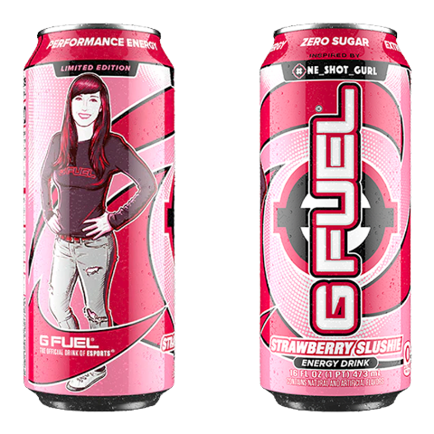 G FUEL - ONE_shot_GURL Strawberry Slushie Zero Sugar Energy Drink - 16fl.oz (473ml)