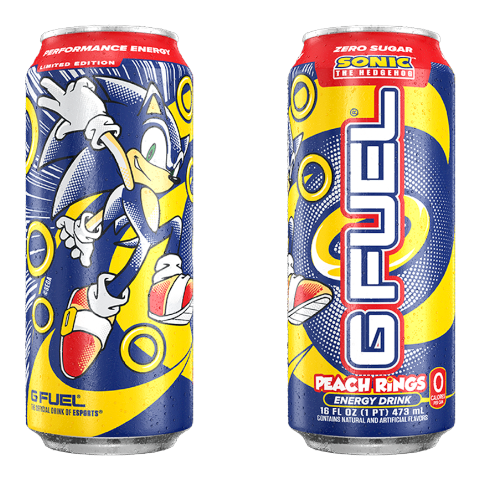 G FUEL - Sonic the Hedgehog Peach Rings (Peach Ring Candy Flavour) Zero Sugar Energy Drink - 16fl.oz (473ml)