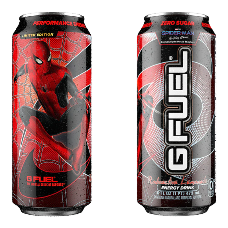 G FUEL - Spider-Man Radioactive Lemonade (Lemon-Bubble Ice Pop Flavour) Zero Sugar Energy Drink - 16fl.oz (473ml)