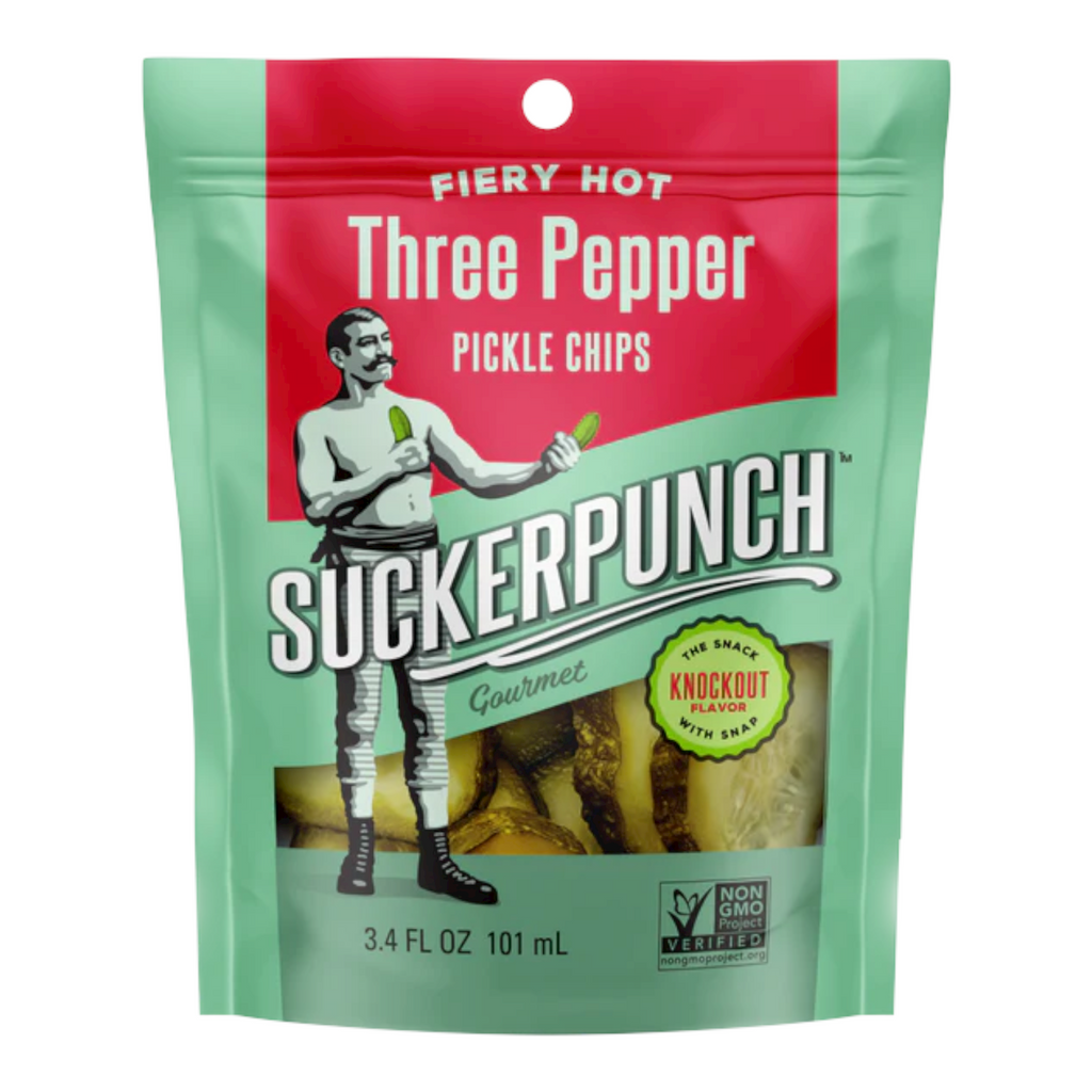 Suckerpunch Fiery Hot Three Pepper Pickle Chips - 3.4oz (96g)