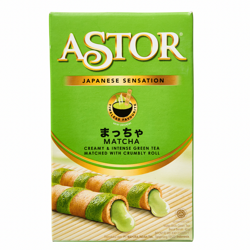 Astor Matcha Green Tea Filled Wafer Rolls - 40g