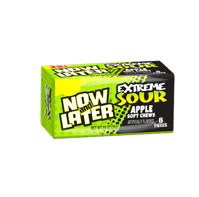 Now & Later 6 Piece EXTREME SOUR Apple Candy 0.93oz (26g)