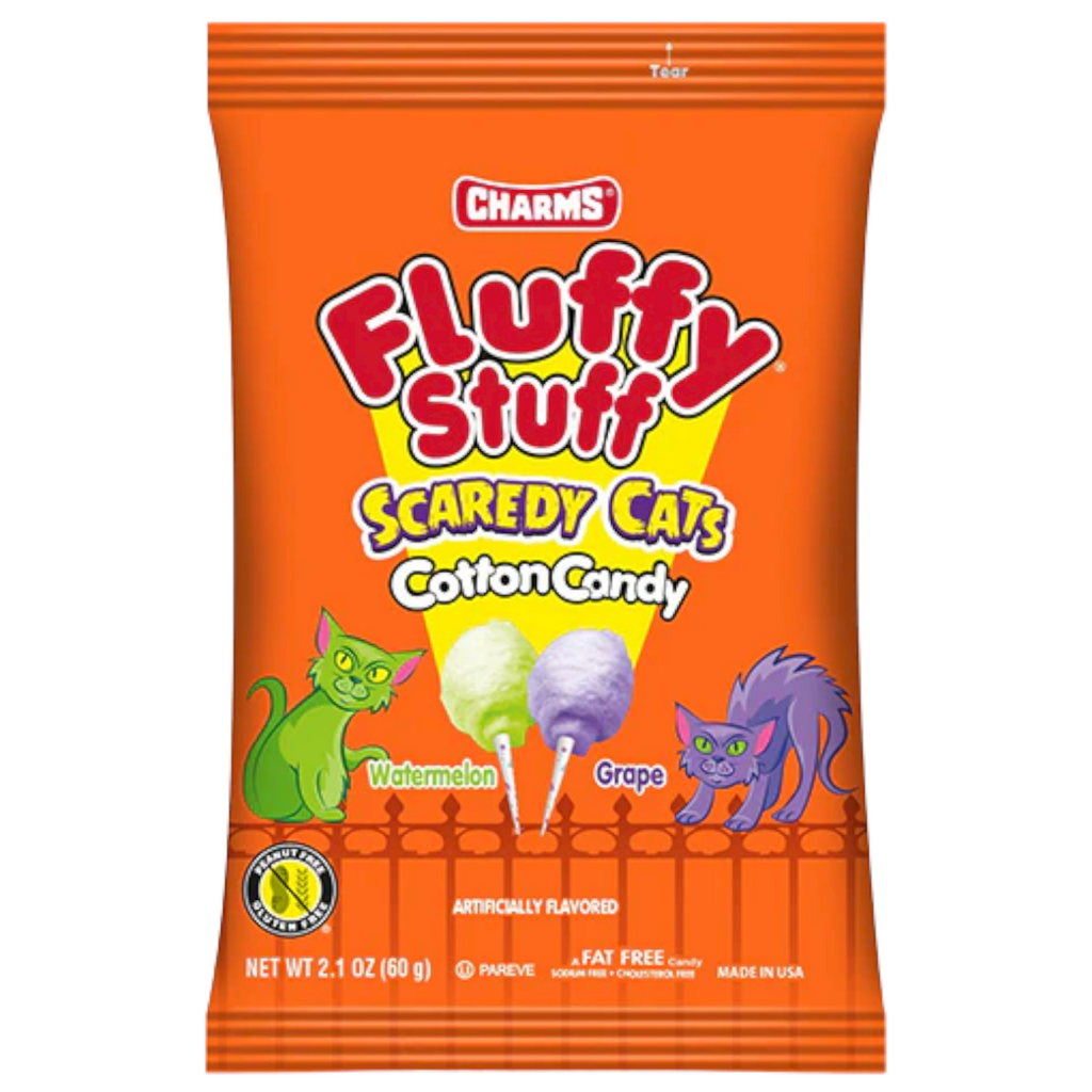 Charms Halloween Fluffy Stuff Scaredy Cats Cotton Candy 2.1oz (60g)
