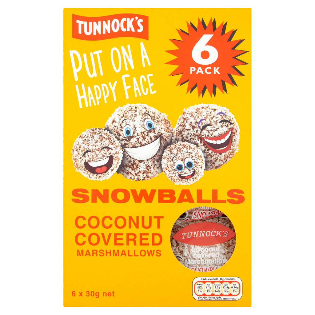 Tunnock's Snowballs Coconut Covered Marshmallows 6 Pack (6 x 30g)