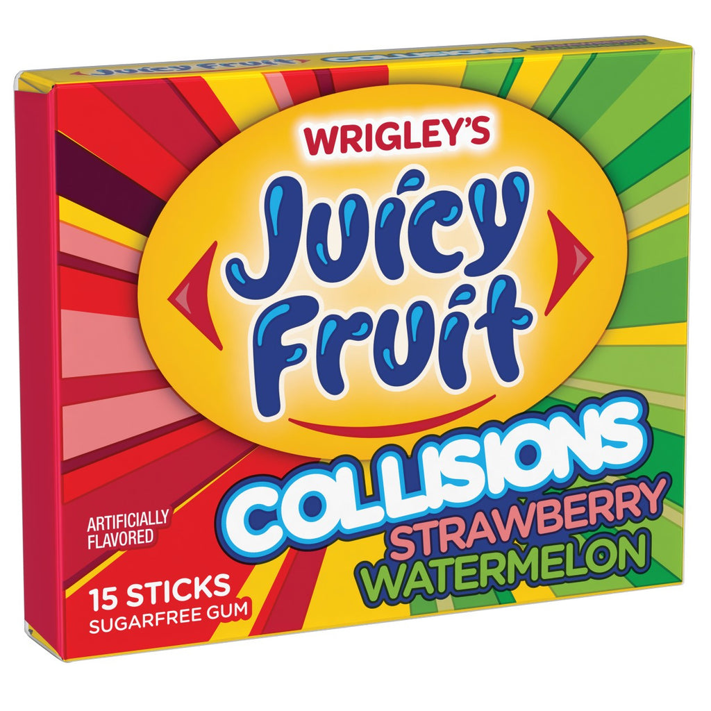 Wrigley's Juicy Fruit Collisions Strawberry Watermelon Sugarfree Gum - 15 Sticks