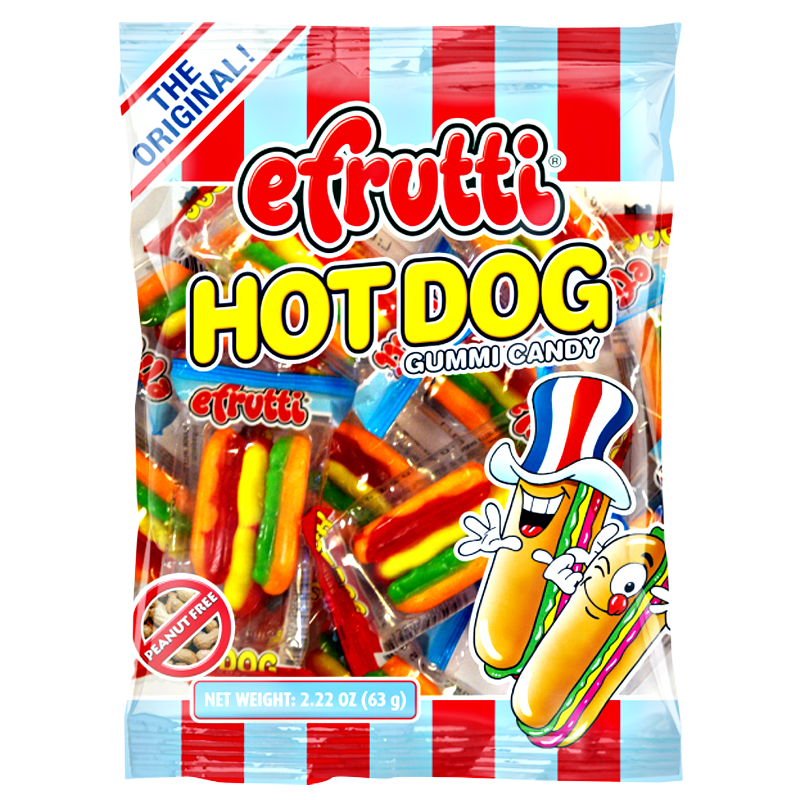 E.Frutti Gummi Candy Hot Dogs Peg Bag 2.22oz (63g) Poppin Candy