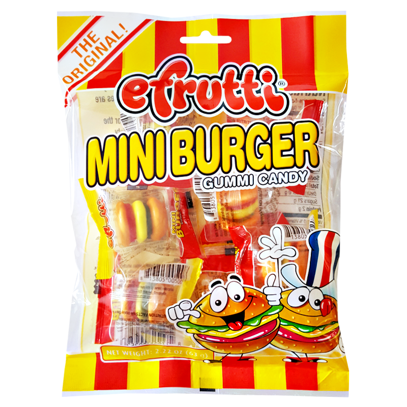 E.Frutti Gummi Candy Mini Burgers Peg Bag 2.22oz (63g)
